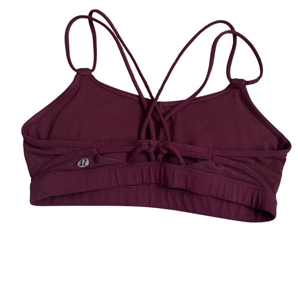 Lululemon sports Bra Strappy Back Size 4 Burgundy Purple Womens Activewear